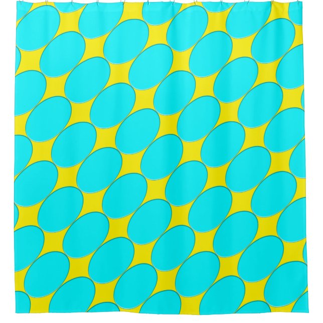 Oval Button - turquoise + your backgr. & ideas Shower Curtain (Front)