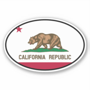 Oval California Republic state flag vinyl sticker