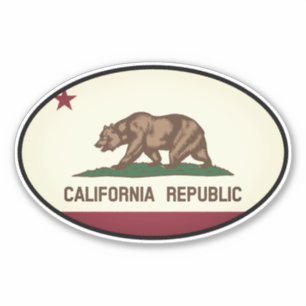 Oval California Republic vinyl sticker for car