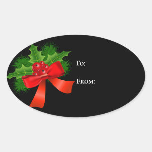 Oval Christmas Gift Tag Stickers