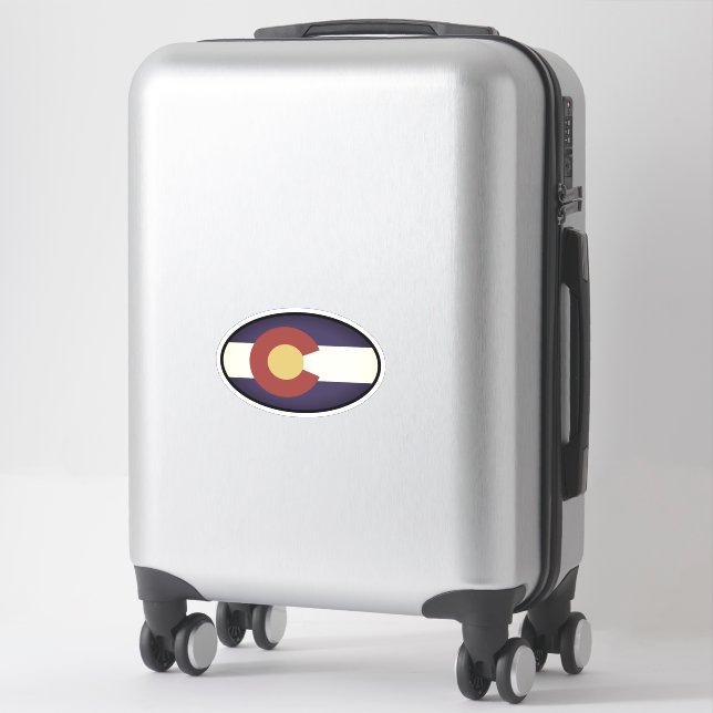 Oval Colorado state flag sticker for suitcase (Suitcase)