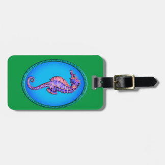 Oval Colourful Seahorse Luggage Tag