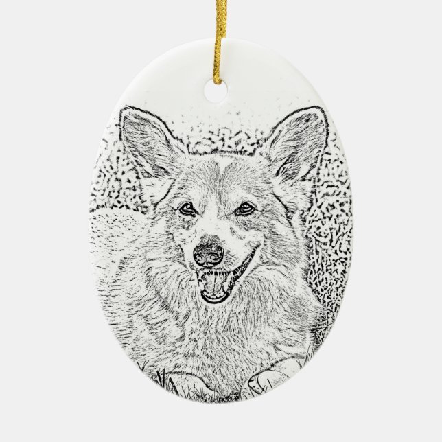 Oval Corgi Christmas Ornament (Front)