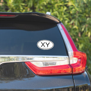 Oval country code vinyl sticker for any country