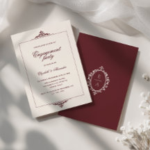 Oval Crest Old Money Burgundy Red Engagement Party
