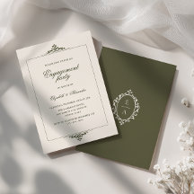 Oval Crest Old Money Olive Green Engagement Party