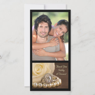 Oval Diamond Ring on Brown Wedding Thank You Card