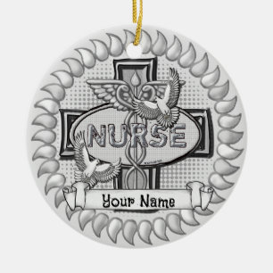 Oval doves nurse  ceramic ornament