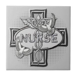 Oval doves nurse ceramic tile