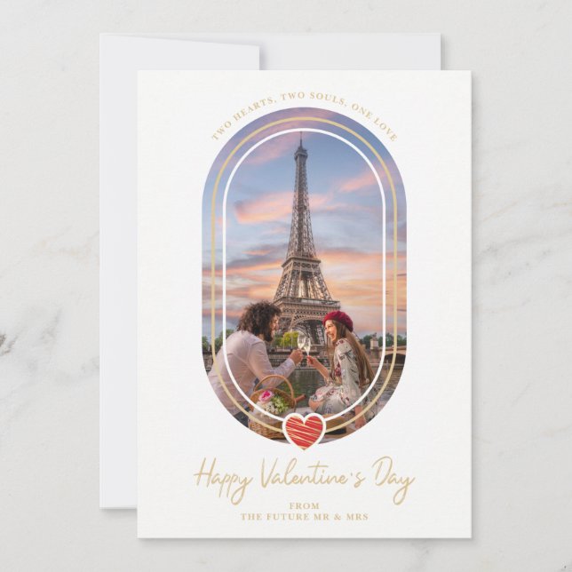 Oval Effect Red Heart Happy Valentine's Day Photo  Save The Date (Front)