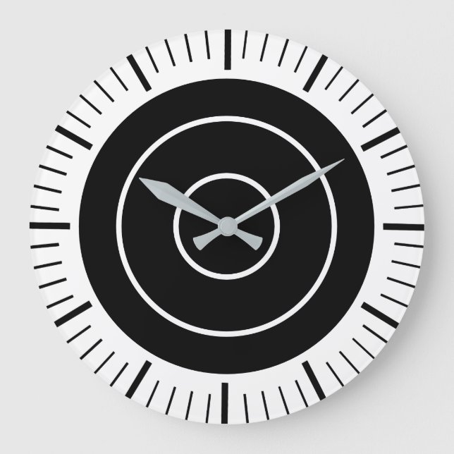 Oval Face With No Numbers - Black and White Clock (Front)