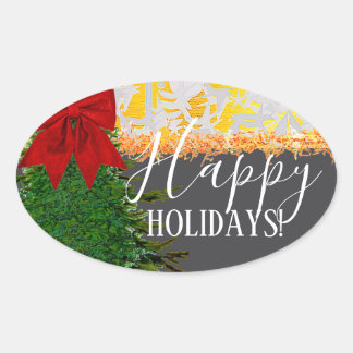 OVAL FESTIVE HOLIDAY Sticker