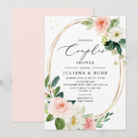 Oval Geometric Blush Pink Floral Couples Shower
