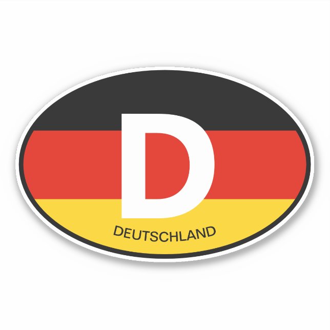 Oval German flag country code vinyl car sticker (Front)