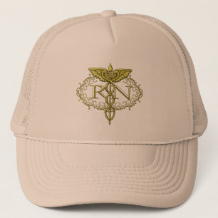 Oval Gold Caduceus RN Nurse hat