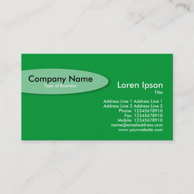 Oval - Green Business Card (Front)