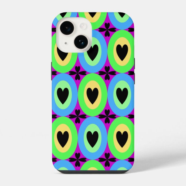 Oval Hearts Pattern iPhone Case (Back)