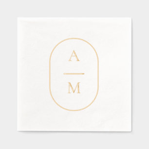 Oval Initial Wedding Foil Stamped Napkins