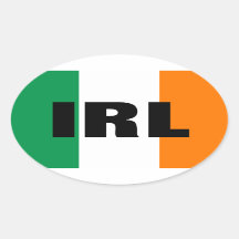 Oval IRL car sticker with Irish flag
