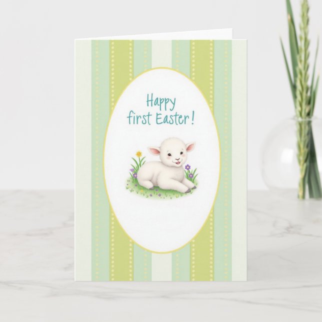 Oval Lamb Easter Wishes Card (Front)