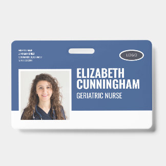 Oval Logo Nurse Photo Name Barcode Horizontal ID Badge