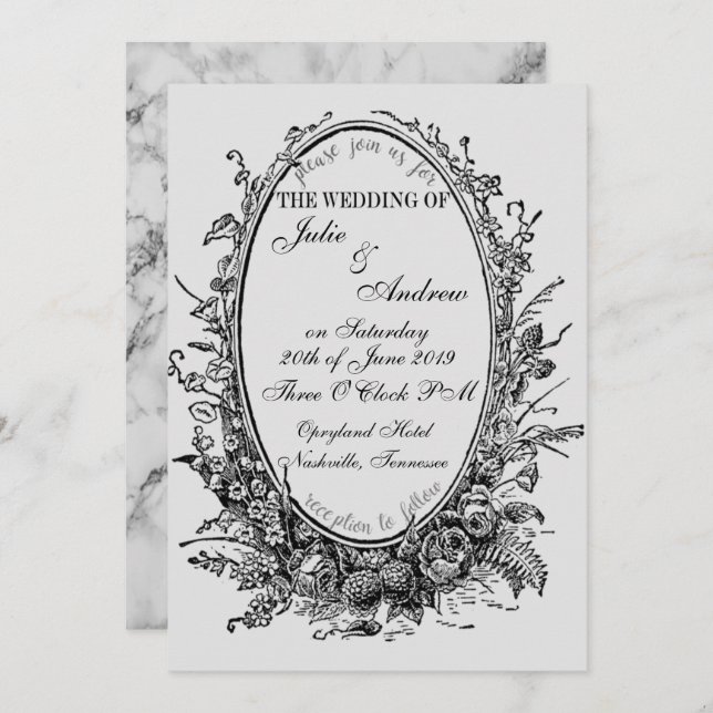 Oval Mirror Wedding Invitation (Front/Back)
