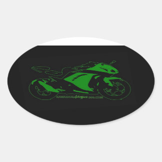 Oval motorcycle forum sticker Green and black