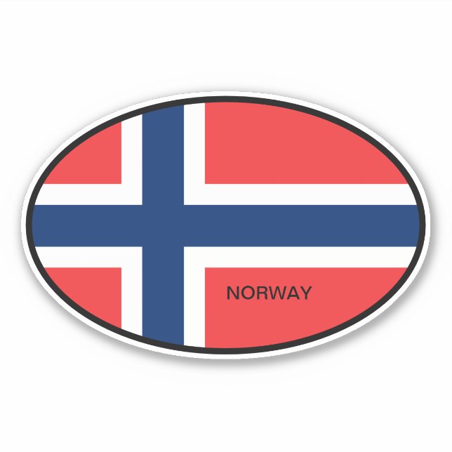 Oval Norway country flag vinyl car sticker (Front)