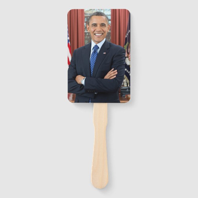 Oval Office Portrait, Obama Barack US President Hand Fan (Front)
