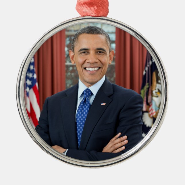 Oval Office Portrait, Obama Barack US President Metal Ornament (Front)