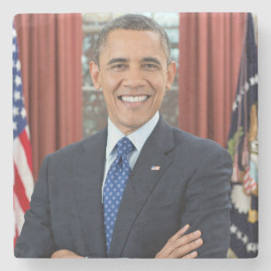 Oval Office Portrait, Obama Barack US President Stone Coaster