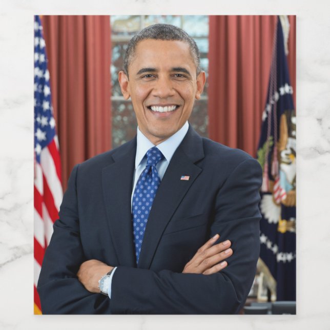 Oval Office Portrait, Obama Barack US President Wine Label (Single Label)