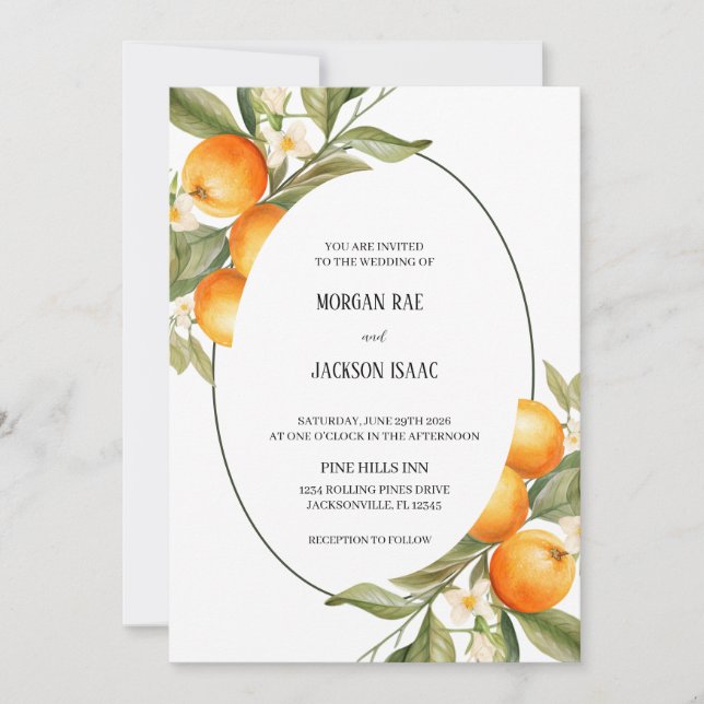 Oval Oranges Wedding Invitation (Front)