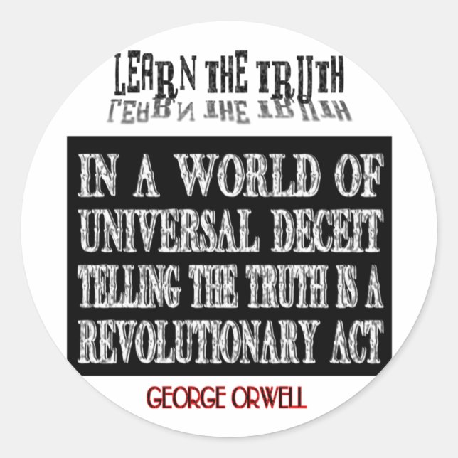 OVAL ORWELL UNIVERSAL DECEIT CLASSIC ROUND STICKER (Front)