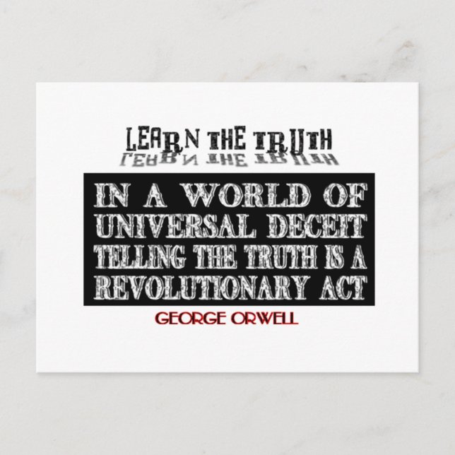 OVAL ORWELL UNIVERSAL DECEIT POSTCARD (Front)