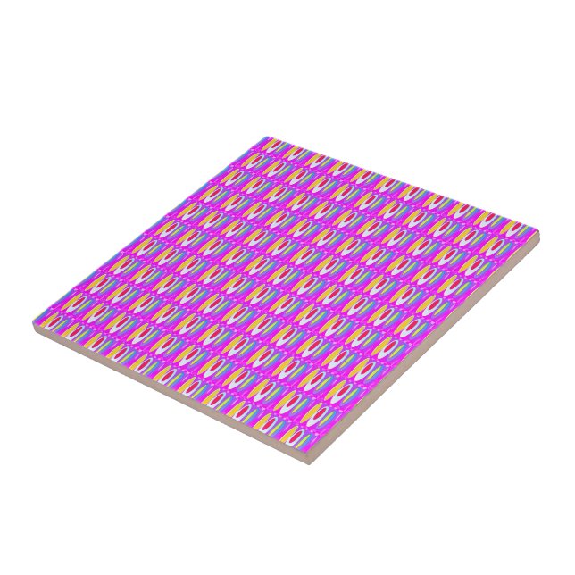 Oval pattern art in mixed colours bright modern    ceramic tile (Side)