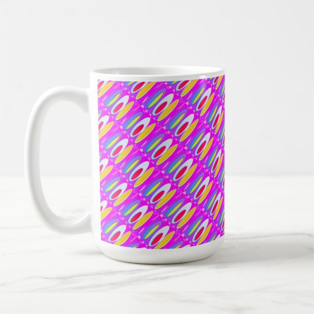Oval pattern art in mixed colours bright modern    coffee mug (Left)