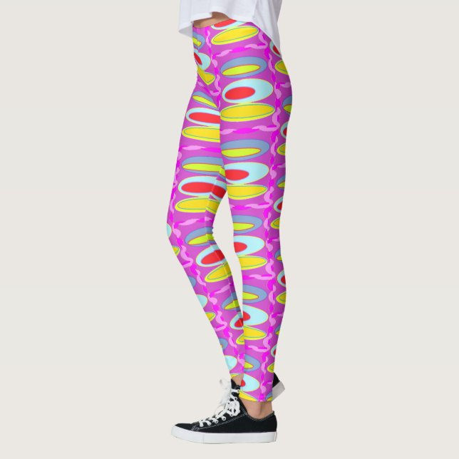Oval pattern art in mixed colours bright modern    leggings (Left)