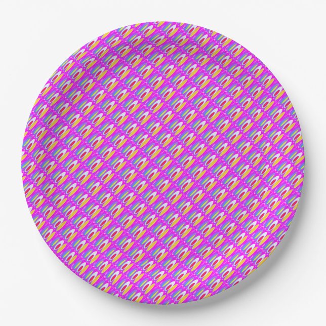 Oval pattern art in mixed colours bright modern    paper plate (Front)