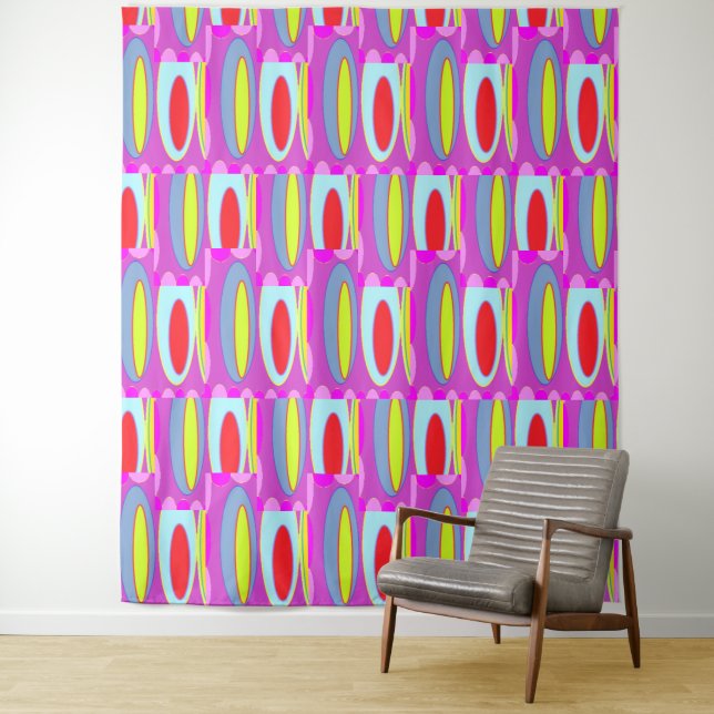 Oval pattern art in mixed colours bright modern    tapestry (In Situ)