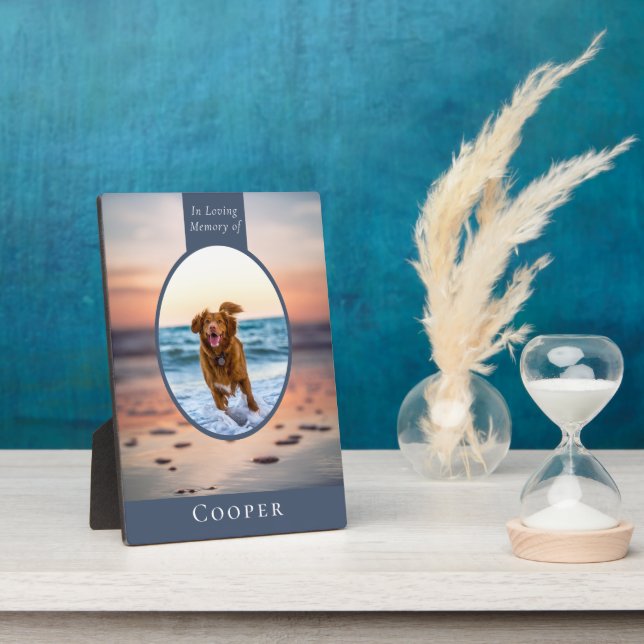 Oval Photo Beach Dog Memorial Keepsake Plaque (Side)