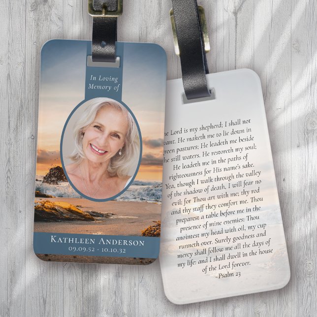 Oval Photo Beach Sunrise Memorial  Luggage Tag (Creator Uploaded)