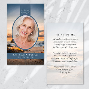 Oval Photo Beach Sunrise Memorial Prayer Card