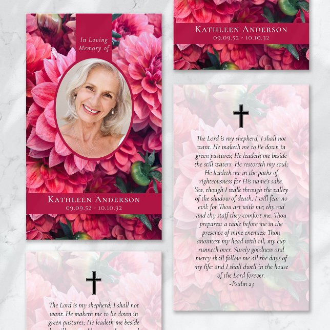Oval Photo Floral Memorial Prayer Card (Creator Uploaded)