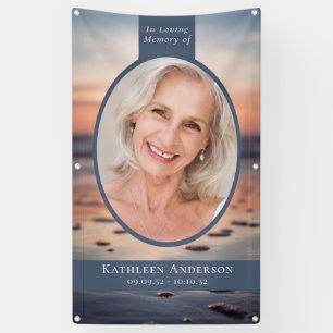 Oval Photo Ocean Memorial Grave Cover Banner
