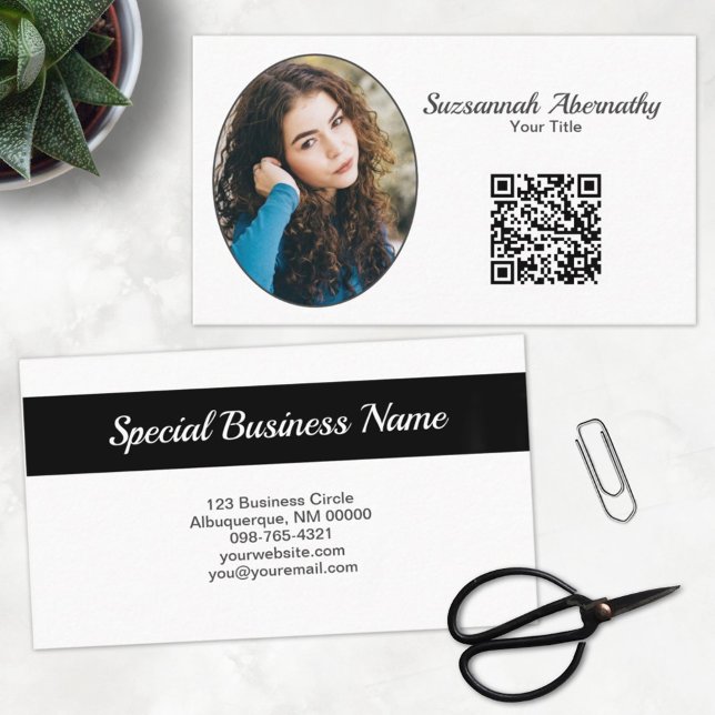 Oval Photo QR Code Professional Caretaker Business Card (Creator Uploaded)