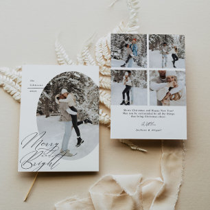 Oval Photo Script Typography Simple Christmas Holiday Card