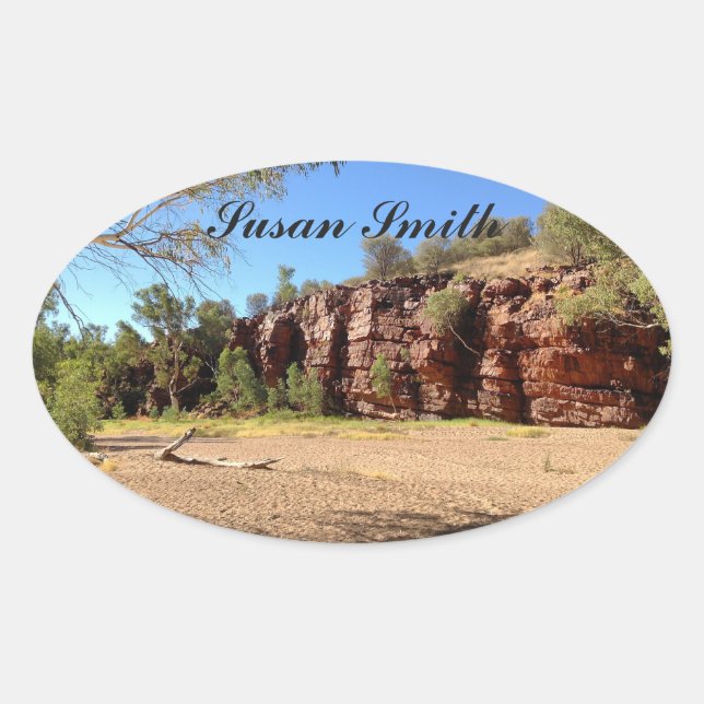 Oval photo sticker with name - Australian outback (Front)