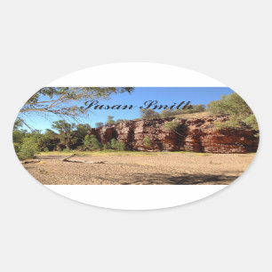 Oval photo sticker with name - Australian outback