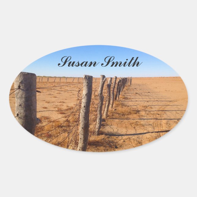 Oval photo sticker with name - Australian outback (Front)